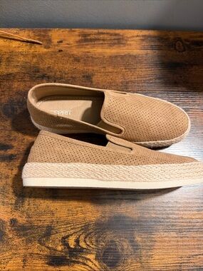 Esprit Women’s Light Brown Perforated Slip-On Espadrilles